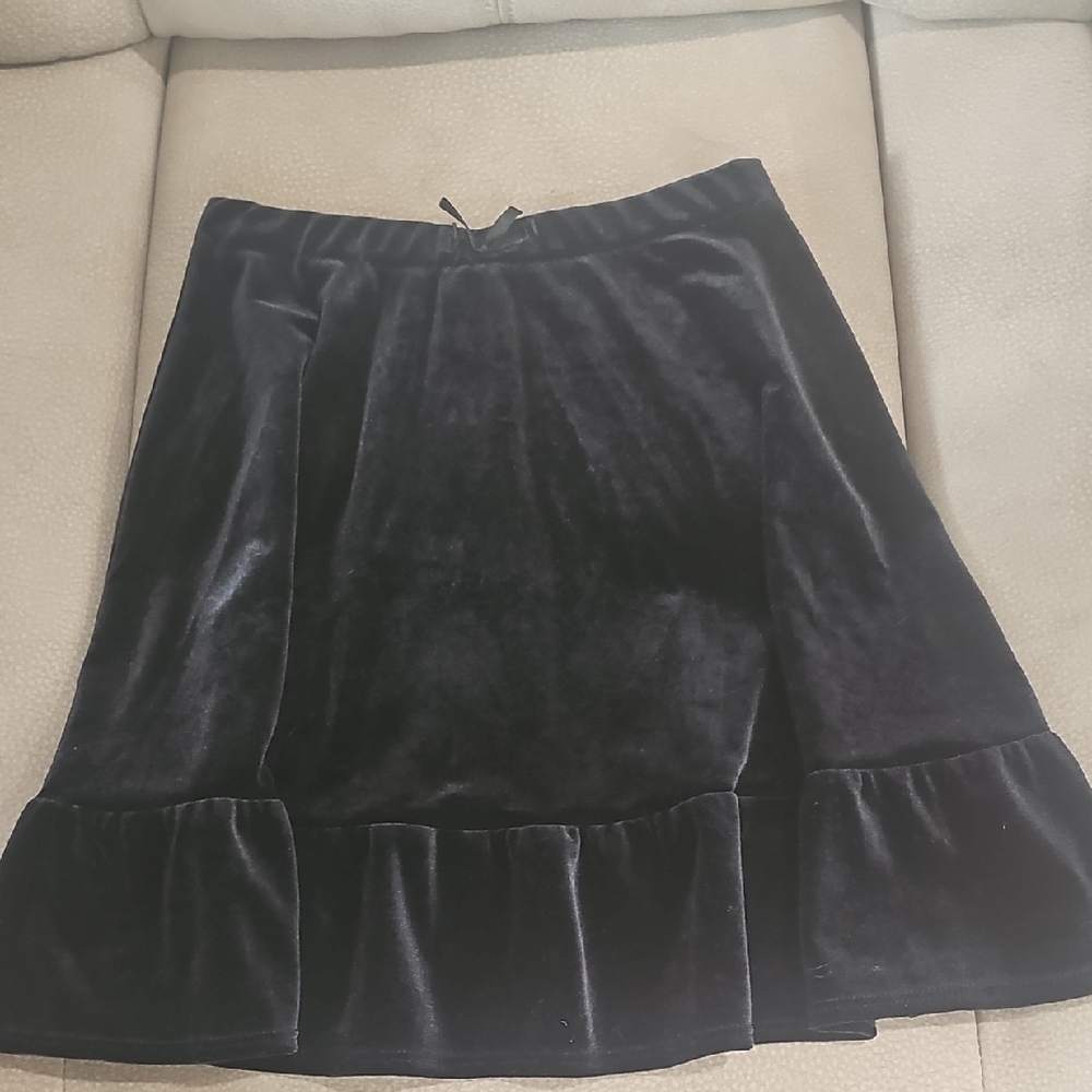 Lands' End Black Grils 6t Velvet A-Line Skirt
